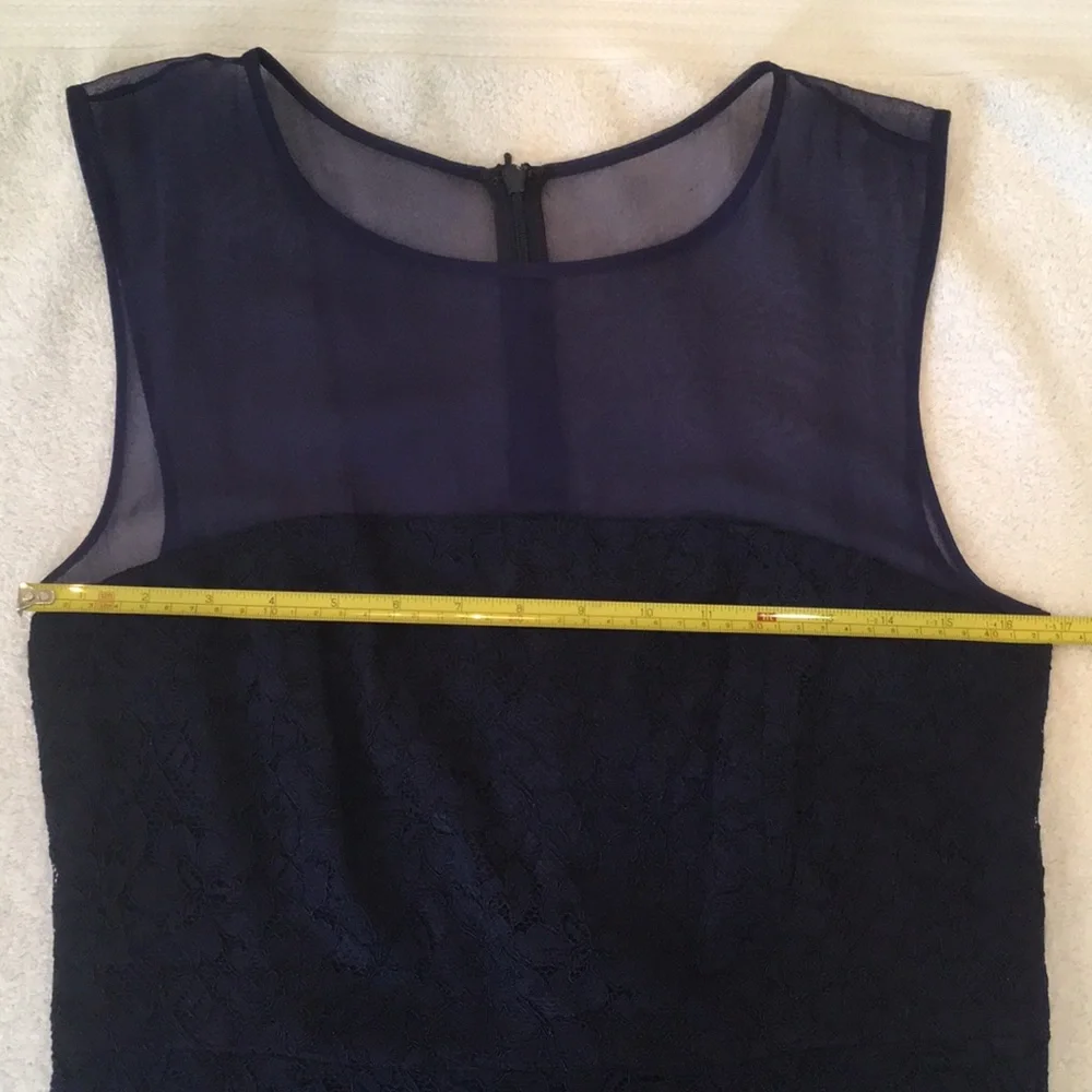 DVF navy blue lace Nisha dress with sheer navy top. - Picture 15 of 16